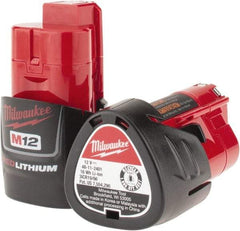 Milwaukee Tool - 12 Volt Lithium-Ion Power Tool Battery - 1.5 Ahr Capacity, 1/2 hr Charge Time, Series M12 RED - Makers Industrial Supply