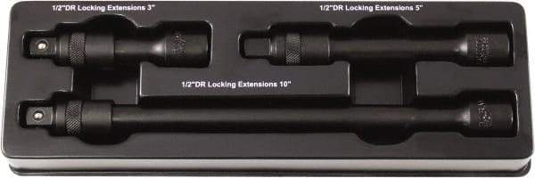 Paramount - 1/2" Drive Socket Impact Locking Extension Set - 3 Pieces, Includes 3, 5, 10" Lengths - Makers Industrial Supply