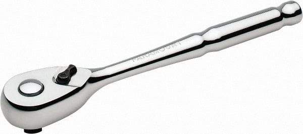 Paramount - 3/8" Drive Pear Head Quick-Release Ratchet - Chrome Finish, 8" OAL, 72 Gear Teeth - Makers Industrial Supply