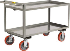 Little Giant - 3,600 Lb Capacity, 30" Wide x 54" Long x 36" High Shelf Cart - 2 Shelf, Steel, 2 Rigid/2 Swivel Casters - Makers Industrial Supply