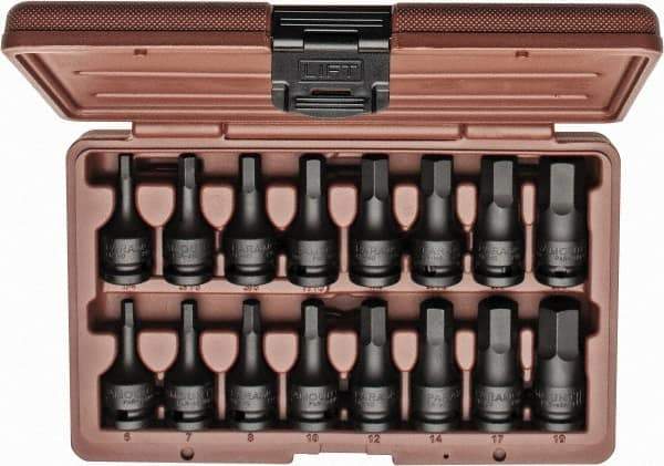 Paramount - 16 Piece 1/2" Drive Inch/Metric Impact Hex Bit Socket Set - 1/4 to 3/4" Hex - Makers Industrial Supply