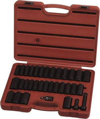 Paramount - 33 Piece 1/2" Drive Standard Deep Impact Socket Set - 6 Points, 3/8 to 1-1/4", 10 to 27mm, Inch/Metric Measurement Standard - Makers Industrial Supply