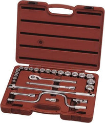 Paramount - 26 Piece 1/2" Drive Chrome Vanadium Finish Socket Set - 12 Points, 3/8" to 1-1/4" Range, Inch Measurement Standard - Makers Industrial Supply