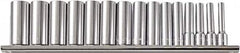 Paramount - 15 Piece 1/2" Drive Chrome Vanadium Finish Deep Well Socket Set - 12 Points, 3/8" to 1-1/4" Range, Inch Measurement Standard - Makers Industrial Supply