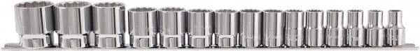 Paramount - 15 Piece 1/2" Drive Chrome Vanadium Finish Socket Set - 12 Points, 10mm to 32mm Range, Metric Measurement Standard - Makers Industrial Supply