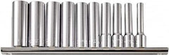 Paramount - 10 Piece 1/4" Drive Chrome Vanadium Finish Deep Well Socket Set - 6 Points, 3/16" to 9/16" Range, Inch Measurement Standard - Makers Industrial Supply