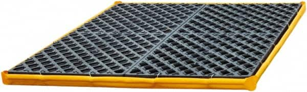 UltraTech - 55 Gal Sump, 2,400 Lb Capacity, 4 Drum, Polyethylene Spill Deck or Pallet - 48" Long x 48" Wide x 7" High, Yellow and Black, Drain Included, Low Profile, 2 x 2 Drum Configuration - Makers Industrial Supply