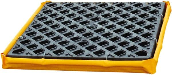 UltraTech - 6 Gal Sump, 1,500 Lb Capacity, 1 Drum, Polyethylene Spill Deck or Pallet - 24" Long x 24" Wide x 2-1/2" High, Yellow and Black, Low Profile, Inline Drum Configuration - Makers Industrial Supply