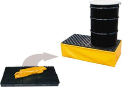 UltraTech - 11 Gal Sump, 3,000 Lb Capacity, 2 Drum, Polyethylene Spill Deck or Pallet - 48" Long x 24" Wide x 2-1/2" High, Yellow and Black, Low Profile, Inline Drum Configuration - Makers Industrial Supply