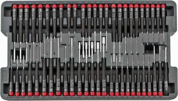 Wiha - 51 Piece Hex, Nut Driver, Phillips, Slotted & Torx Screwdriver Set - Bit Sizes: Hex SAE 0.028, 0.035, 0.05, 1/16, 5/64, 3/32, 7/64, 1/8, 9/64 & 5/32, Philips #000 to #1, Torx T1, T2, T3, T4, T5, T6, T7, T8, T9 & T10 - Makers Industrial Supply