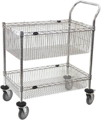 Value Collection - 300 Lb Capacity, 18" Wide x 30" Long x 40" High Mail Cart - 2 Shelf, Steel, 2 Rigid/2 Swivel Casters - Makers Industrial Supply