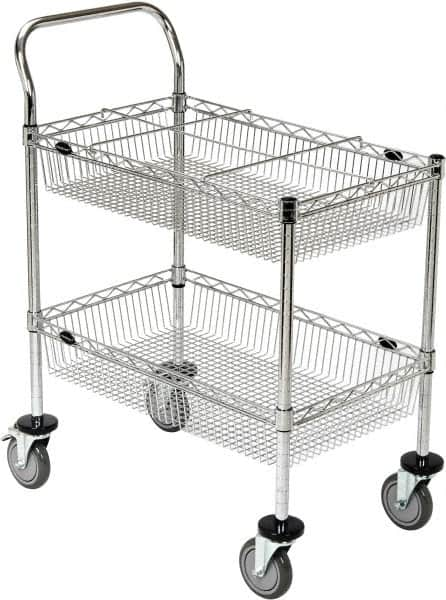 Value Collection - 300 Lb Capacity, 18" Wide x 30" Long x 40" High Wire Cart - 2 Shelf, Steel, 2 Rigid/2 Swivel Casters - Makers Industrial Supply