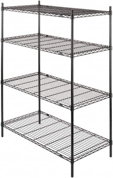 Value Collection - 4 Shelf Wire Shelving - Starter Unit - 48" Wide x 24" Deep x 63" High, - Makers Industrial Supply