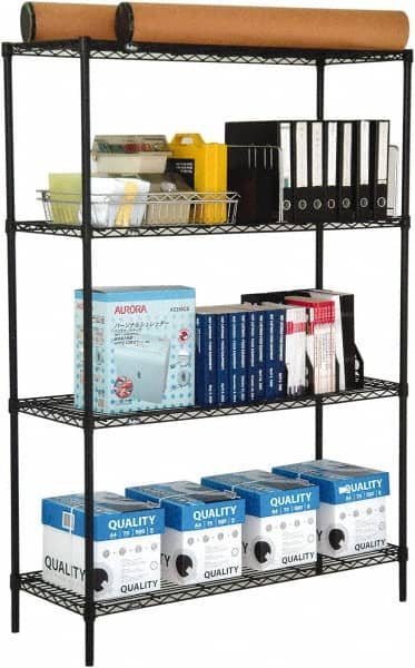 Value Collection - 4 Shelf Wire Shelving Unit - 24" Wide x 24" Deep x 74" High, - Makers Industrial Supply