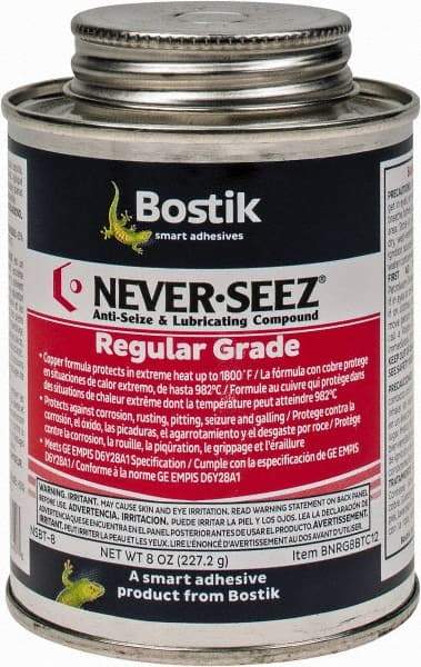 Bostik - 8 oz Can Extreme Pressure Anti-Seize Lubricant - Copper, -297 to 1,800°F, Silver Gray, Water Resistant - Makers Industrial Supply