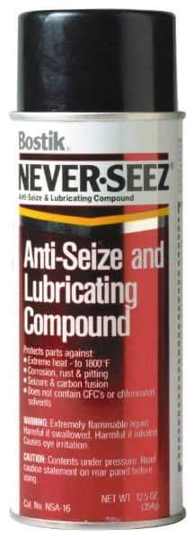 Bostik - 16 oz Aerosol Extreme Pressure Anti-Seize Lubricant - Copper, -297 to 1,800°F, Silver Gray, Water Resistant - Makers Industrial Supply