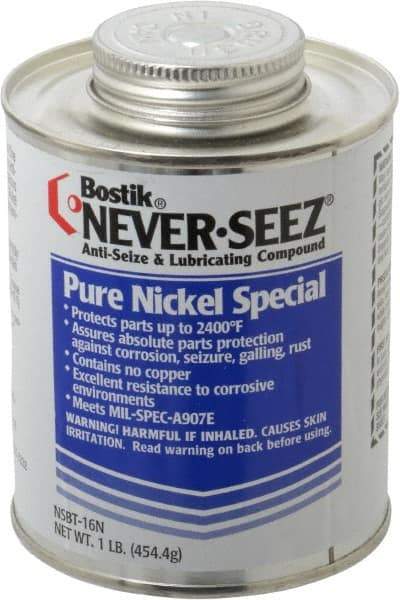 Bostik - 1 Lb Can Extreme Pressure, High Temperature Anti-Seize Lubricant - Nickel, -297 to 2,400°F, Silver Colored, Water Resistant - Makers Industrial Supply