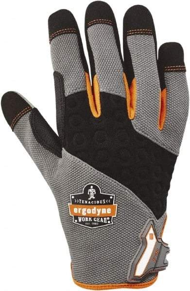 Ergodyne - Size M (8) Polyester Blend Work Gloves - For Mechanic's & Lifting, Uncoated, Hook & Loop Cuff, Full Fingered, Black/Gray, Paired - Makers Industrial Supply