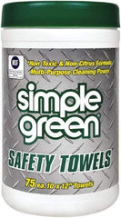 Simple Green - Pre-Moistened General Purpose Wipes - Center Pull, 12" x 10" Sheet Size - Makers Industrial Supply