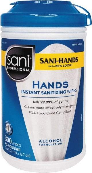 Nice Pak - Pre-Moistened Hand Cleaning Wipes - Canister, 5" x 7-1/2" Sheet Size, White - Makers Industrial Supply