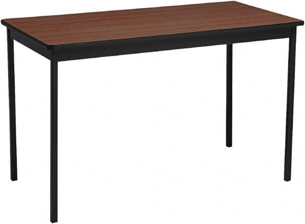 Barricks - 24" Long x 48" Wide x 30" High Stationary Utility Tables - 3/4" Thick, Walnut & Black, Wood Grain Laminate - Makers Industrial Supply