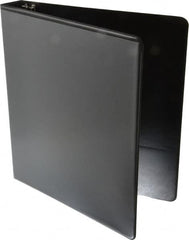 UNIVERSAL - 1" Sheet Capacity, 8-1/2 x 11", Deluxe Round Ring View Binder - Suede Grain Vinyl, Black - Makers Industrial Supply