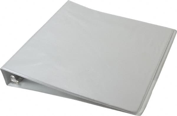 UNIVERSAL - 1" Sheet Capacity, 8-1/2 x 11", Deluxe Round Ring View Binder - Suede Grain Vinyl, White - Makers Industrial Supply