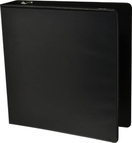 UNIVERSAL - 2" Sheet Capacity, 8-1/2 x 11", Deluxe Round Ring View Binder - Suede Grain Vinyl, Black - Makers Industrial Supply