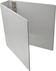 UNIVERSAL - 2" Sheet Capacity, 8-1/2 x 11", Deluxe Round Ring View Binder - Suede Grain Vinyl, White - Makers Industrial Supply