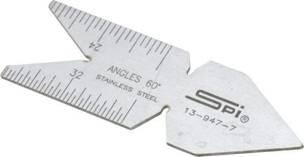 SPI - 60° Angle, Chrome Coated Steel Center Gage - 1/32 to 1/14 Inch Graduation - Makers Industrial Supply