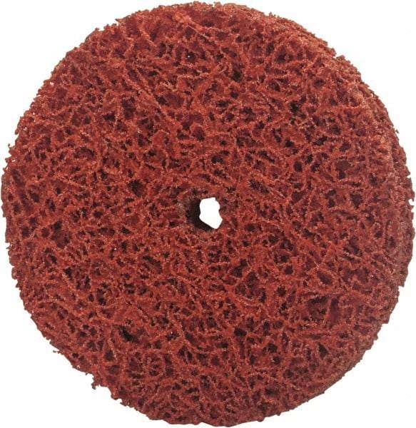 Norton - 4" Extra Coarse Grade Aluminum Oxide/Ceramic Deburring Disc - 3/8" Center Hole, Arbor Connection, Orange, 8,000 Max RPM - Makers Industrial Supply