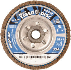 Weiler - 4-1/2" 40 Grit 5/8-11 Center Hole Type 29 Zirconia Alumina Flap Disc - Makers Industrial Supply