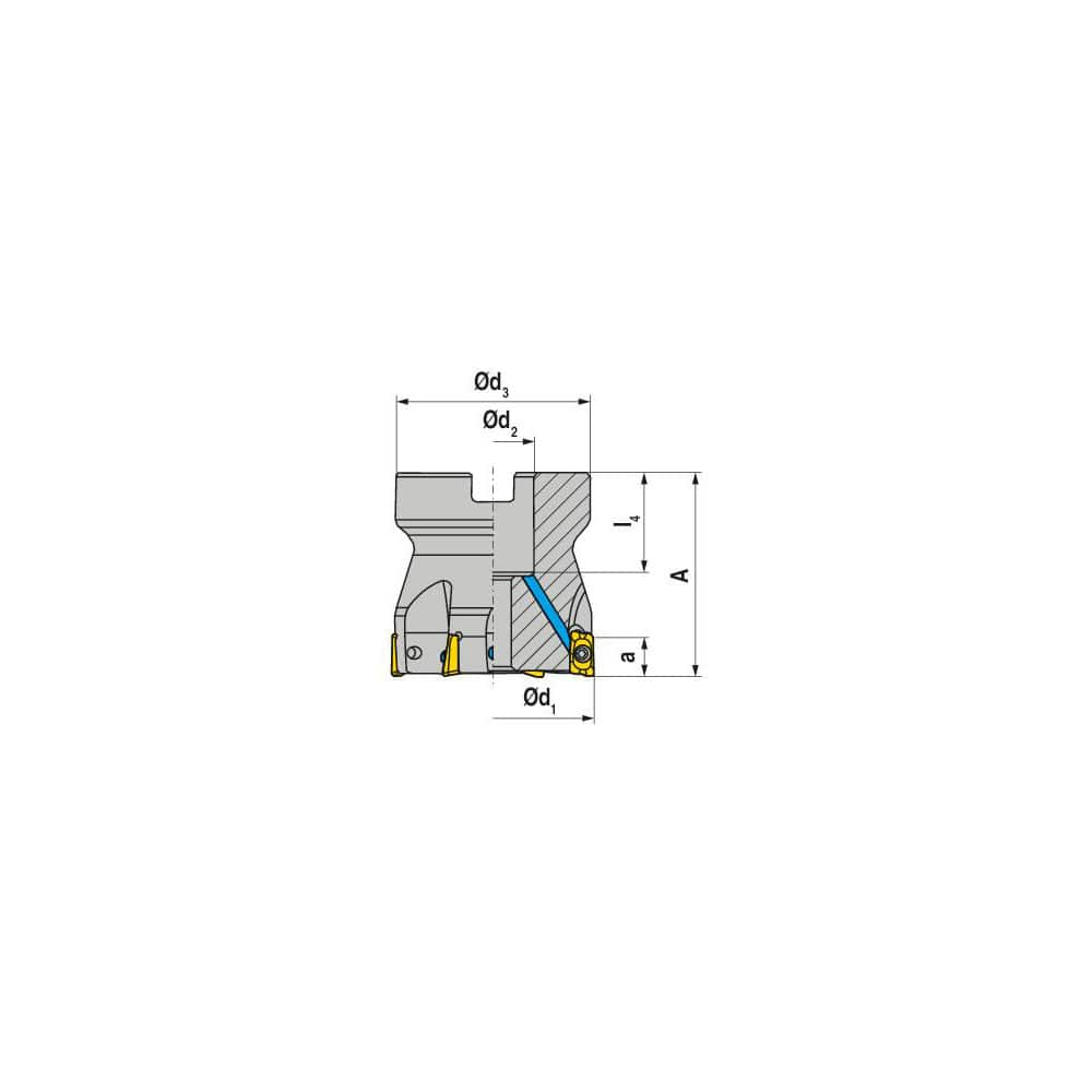 Indexable Square-Shoulder Face Mill:  A211.40.R.10-07,  16.0000″ Arbor Hole Dia, Uses  10,  XD.T 0703 Inserts,  Through Coolant,  Series  A211-07