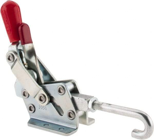 De-Sta-Co - 1,507 Lb Capacity, Horizontal, J Hook, Flanged Base, Carbon Steel Pull Action Latch Clamp - 3/4" Drawing Movement, 8.98" OAL, Straight Handle - Makers Industrial Supply