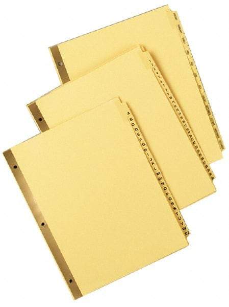 UNIVERSAL - 8-1/2 x 11" Jan to Dec Label, 12 Tabs, Double Sided Gold Mylar, Tab Divider - Tan/Black Tabs, Buff Folder - Makers Industrial Supply