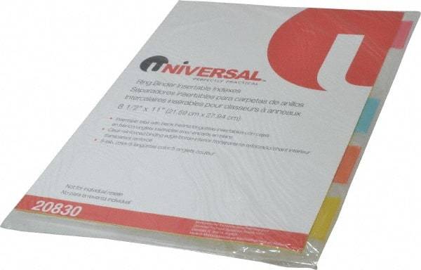 UNIVERSAL - 8-1/2 x 11" 5 Tabs, Single Sided Clear Mylar Reinforced Binding Edge, Insertable Tab Economy Indexes - Multicolor Tabs, Buff Folder - Makers Industrial Supply