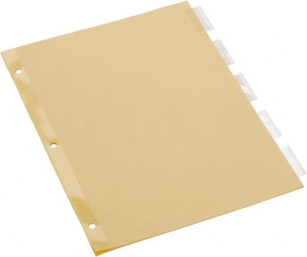 UNIVERSAL - 8-1/2 x 11" 5 Tabs, Single Sided Clear Mylar Reinforced Binding Edge, Insertable Tab Economy Indexes - Clear Tabs, Buff Folder - Makers Industrial Supply