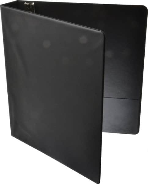 UNIVERSAL - 1-1/2" Sheet Capacity, 8-1/2 x 11", Round Ring Binder Without Label Holder - Suede Finish Vinyl Cover, Black - Makers Industrial Supply