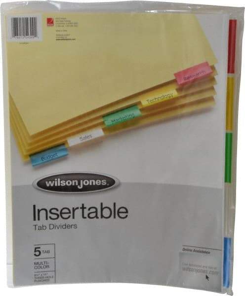 UNIVERSAL - 8-1/2 x 11" 5 Tabs, Single Side Gold Mylar Reinforced, Insertable Extended Tab Indexes - Multicolor Tabs, Buff Folder - Makers Industrial Supply