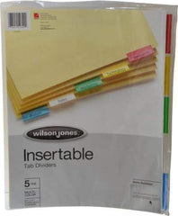 UNIVERSAL - 8-1/2 x 11" 5 Tabs, Single Side Gold Mylar Reinforced, Insertable Extended Tab Indexes - Multicolor Tabs, Buff Folder - Makers Industrial Supply