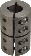 Climax Metal Products - 1/2" Inside x 1-1/8" Outside Diam, One Piece Split Clamping Collar with Keyway - 1-3/4" Long x 1/8" Keyway Width x 1/16" Keyway Depth - Makers Industrial Supply