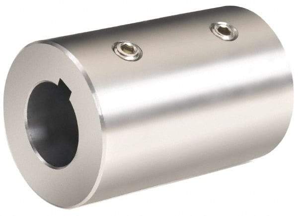 Climax Metal Products - 35mm Inside x 63mm Outside Diam, Metric Set Screw Rigid Coupling with Keyway - 114mm Long x 10mm Keyway Width x 3.3mm Keyway Depth - Makers Industrial Supply