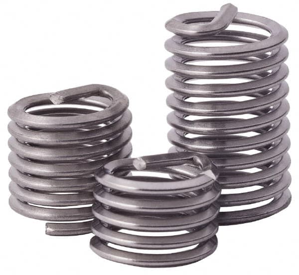 Heli-Coil - 1/4-28 UNF, 3/8" OAL, Free Running Helical Insert - 8-1/4 Free Coils, Tanged, Stainless Steel, 1-1/2D Insert Length - Exact Industrial Supply