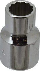 Proto - 3/8" Drive, Standard Hand Socket - 12 Points, 1-3/32" OAL, Chrome Finish - Makers Industrial Supply