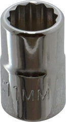 Proto - 3/8" Drive, Standard Hand Socket - 12 Points, 1-3/32" OAL, Chrome Finish - Makers Industrial Supply