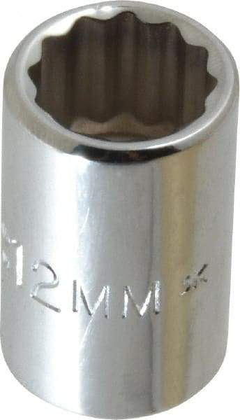 Proto - 3/8" Drive, Standard Hand Socket - 12 Points, 1-1/8" OAL, Chrome Finish - Makers Industrial Supply