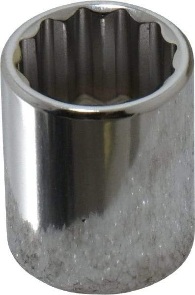 Proto - 3/8" Drive, Standard Hand Socket - 12 Points, 1-1/8" OAL, Chrome Finish - Makers Industrial Supply