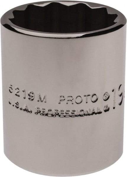 Proto - 3/8" Drive, Standard Hand Socket - 12 Points, 1-3/16" OAL, Chrome Finish - Makers Industrial Supply