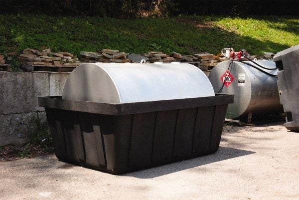 Eagle - 635 Gal Sump, 10,000 Lb Capacity, 1 Drum, Polyethylene Spill Deck or Pallet - 88" Long x 62" Wide x 33" High, Black, Drain Included, Horizontal, 1 Tank Drum Configuration - Makers Industrial Supply