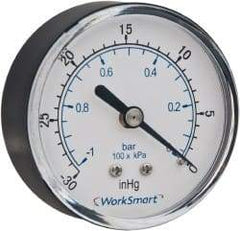 Value Collection - 2-1/2" Dial, 1/4 Thread, 30-0 Scale Range, Pressure Gauge - Center Back Connection Mount, Accurate to 3-2-3% of Scale - Makers Industrial Supply